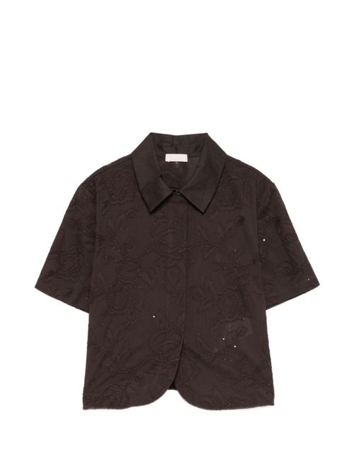 Top donna Liu Jo marrone con ricamo paillettes LIU-JO | WA6508T472AP9677