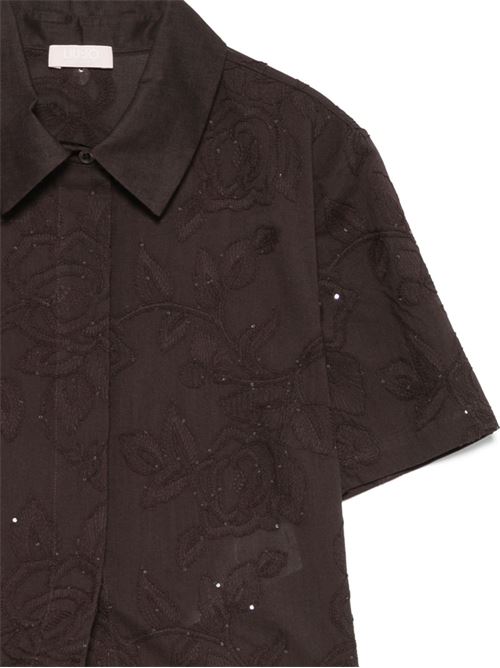 Top donna Liu Jo marrone con ricamo paillettes LIU-JO | WA6508T472AP9677