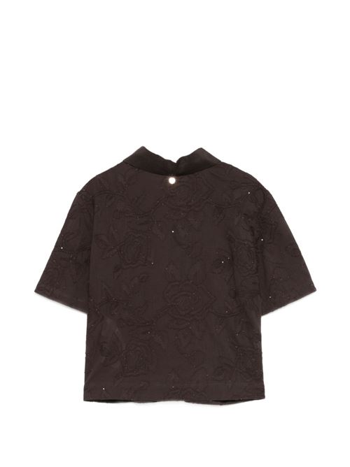 Top donna Liu Jo marrone con ricamo paillettes LIU-JO | WA6508T472AP9677