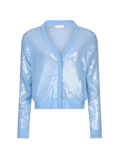 Cardigan donna celeste con paillettes LIU-JO | WA6530MA68RP9377