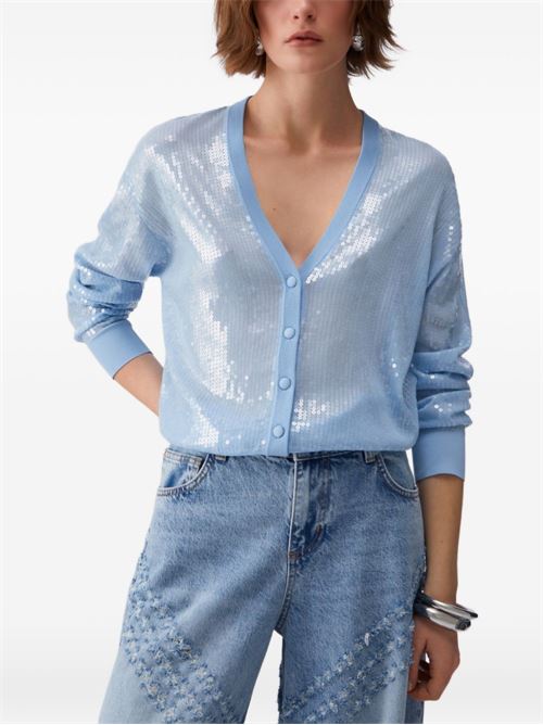 Cardigan donna celeste con paillettes LIU-JO | WA6530MA68RP9377