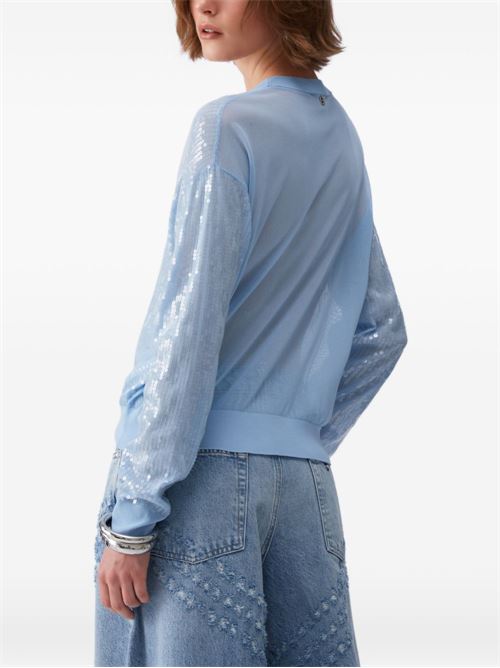 Cardigan donna celeste con paillettes LIU-JO | WA6530MA68RP9377