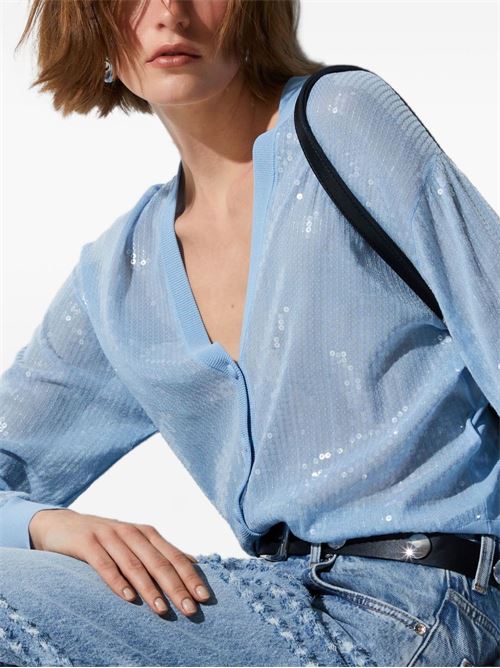 Cardigan donna celeste con paillettes LIU-JO | WA6530MA68RP9377
