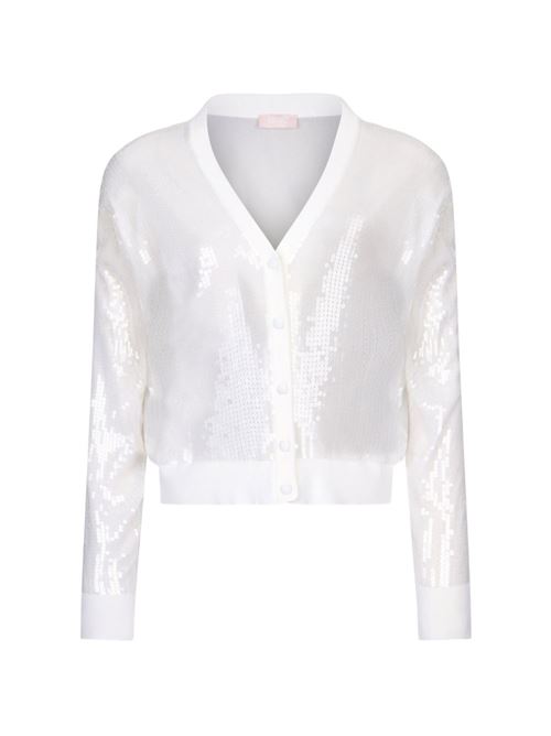 Cardigan donna bianco con paillettes LIU-JO | WA6530MA68RP9691