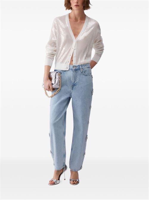 Cardigan donna bianco con paillettes LIU-JO | WA6530MA68RP9691