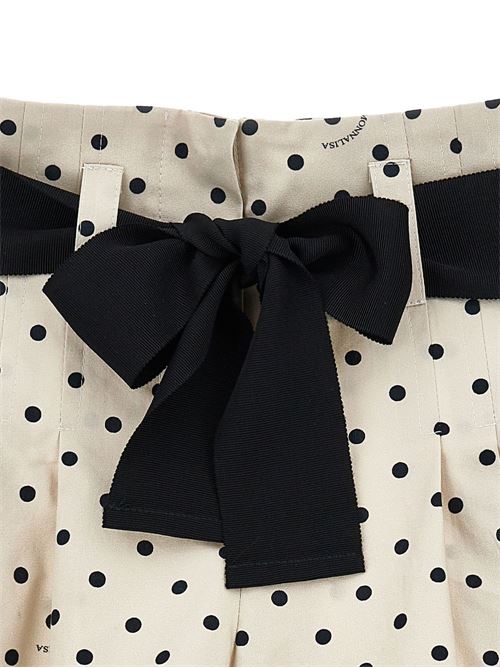 Shorts bambina Monnalisa beige e nero a pois MONNALISA | 11G41376000350