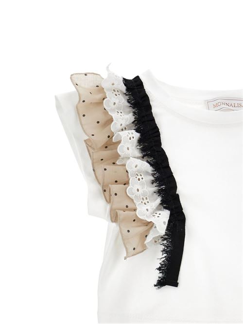 Completo bambina Monnalisa gonna e top beige e nero a pois MONNALISA | 11G50476000350