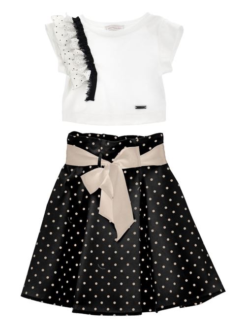 Completo bambina Monnalisa gonna e top nero e bianco a pois MONNALISA | 11G50476005099