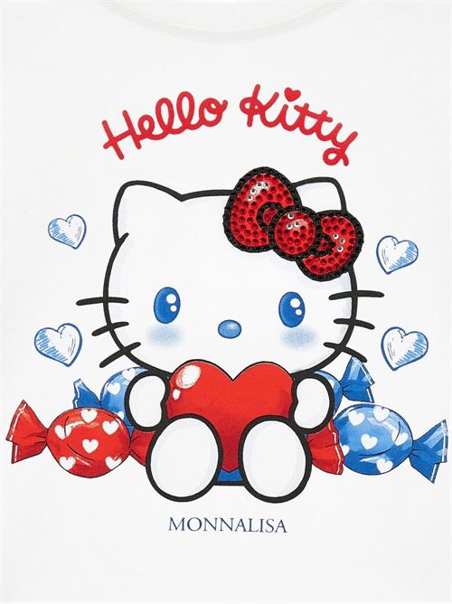 T-shirt bambina Monnalisa bianca con stampa Hello Kitty MONNALISA | 11G61872010099