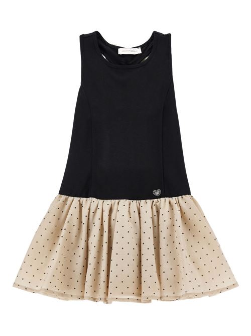 Abito bambina Monnalisa nero e beige punto Milano con scollo allamericana MONNALISA | 11G91172315003