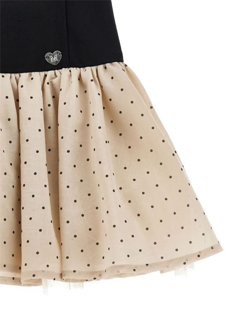 Abito bambina Monnalisa nero e beige punto Milano con scollo allamericana MONNALISA | 11G91172315003