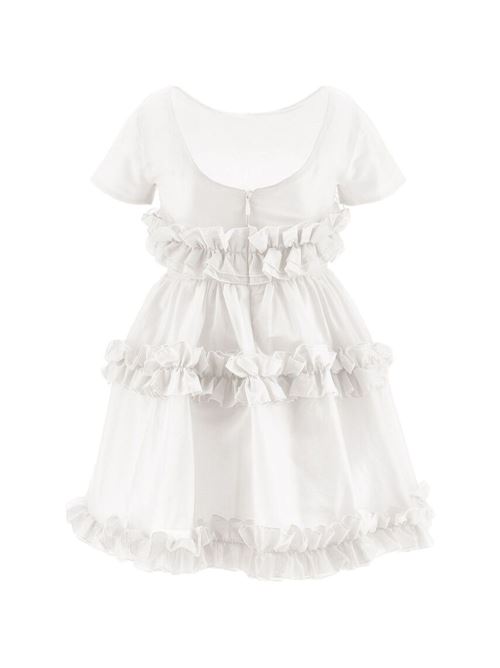 Abito bambina Monnalisa panna in mussola con rouches MONNALISA | 17G90471050001