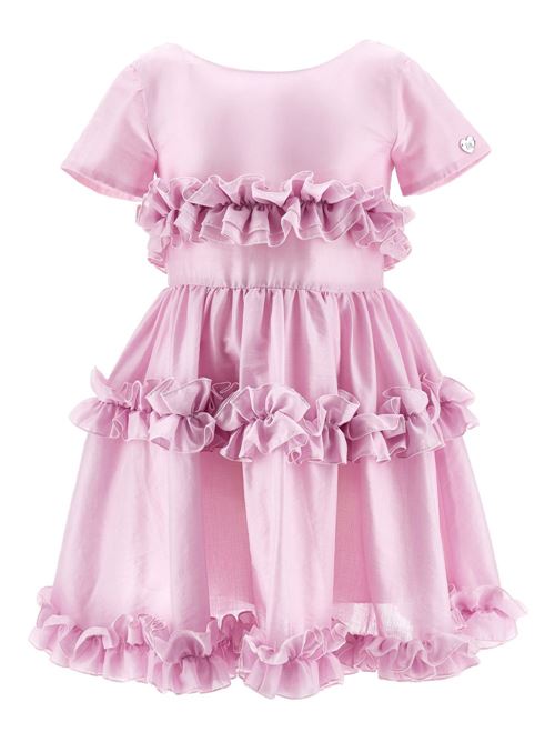 Abito bambina Monnalisa rosa in mussola con rouches MONNALISA | 17G90471050090