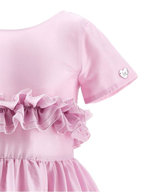 Abito bambina Monnalisa rosa in mussola con rouches MONNALISA | 17G90471050090