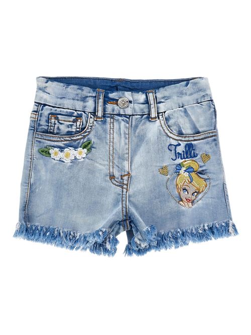 Shorts bambina Monnalisa x Disney denim light sfrangiati stretch MONNALISA | 19G41670130062