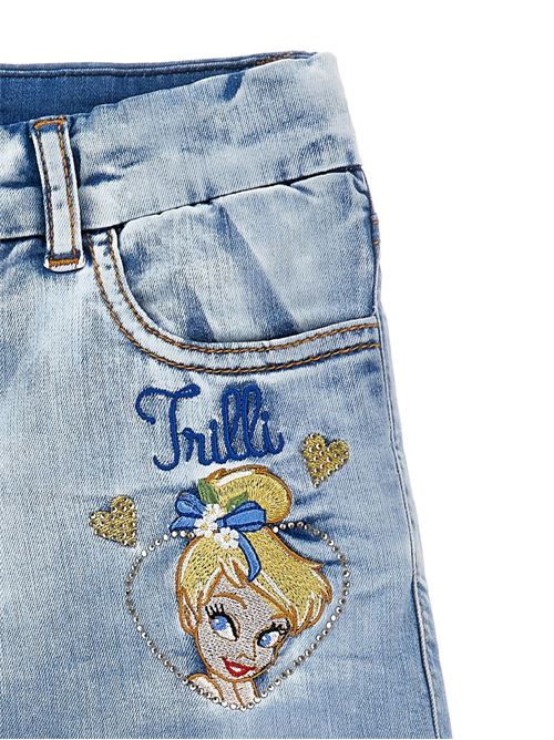 Shorts bambina Monnalisa x Disney denim light sfrangiati stretch MONNALISA | 19G41670130062