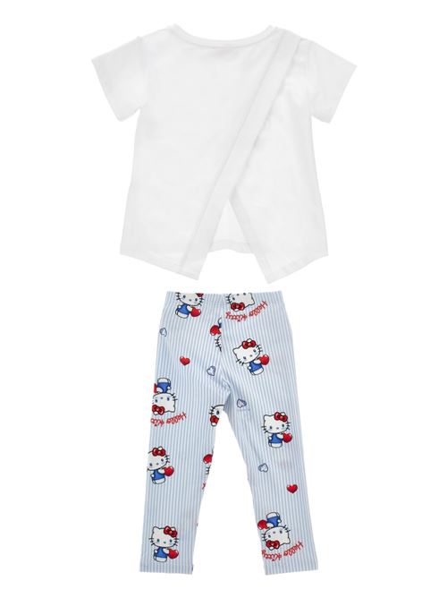 Completo bambina Monnalisa maxi t-shirt e leggings bianco e celeste MONNALISA | 19G50770059958