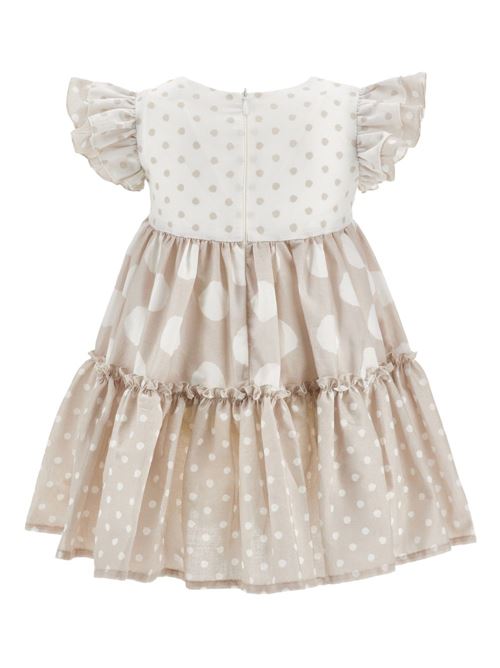 Abito bambina Monnalisa beige e panna con balza MONNALISA | 31G90876620301