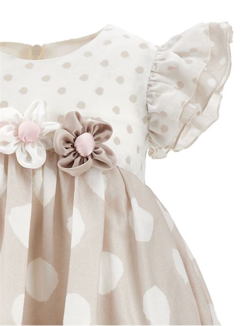 Abito bambina Monnalisa beige e panna con balza MONNALISA | 31G90876620301