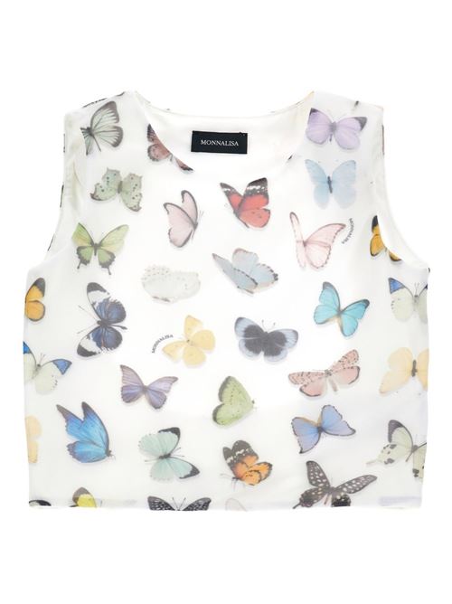 Canotta bambina Monnalisa in tulle multicolor con farfalle MONNALISA | 41G60876190084