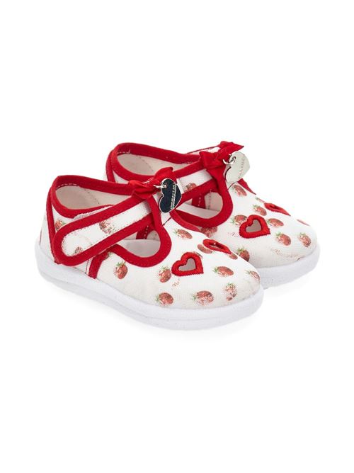 Ballerine bambina Monnalisa bianche e rosse con fragole e cuori MONNALISA | 83G00377139944