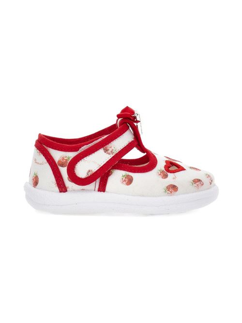 Ballerine bambina Monnalisa bianche e rosse con fragole e cuori MONNALISA | 83G00377139944