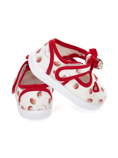 Ballerine bambina Monnalisa bianche e rosse con fragole e cuori MONNALISA | 83G00377139944