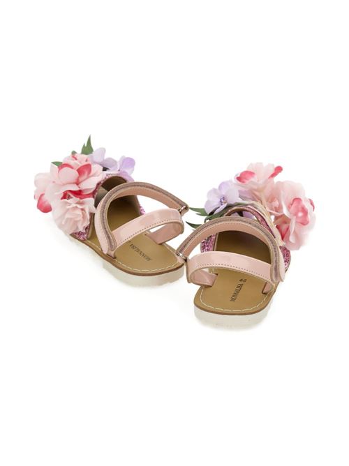 Sandali bambina Monnalisa rosa glitter con fiori applicati MONNALISA | 8CG00977100090