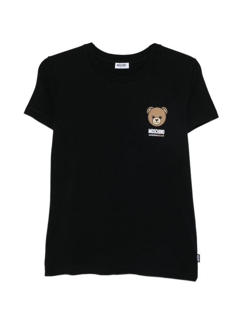 T-shirt donna Moschino nera con logo Teddy Bear MOSCHINO | A0701440555