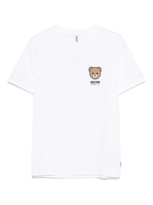 T-shirt uomo Moschino bianca con logo Teddy Bear MOSCHINO | A070144100001