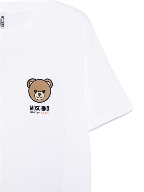 T-shirt uomo Moschino bianca con logo Teddy Bear MOSCHINO | A070144100001