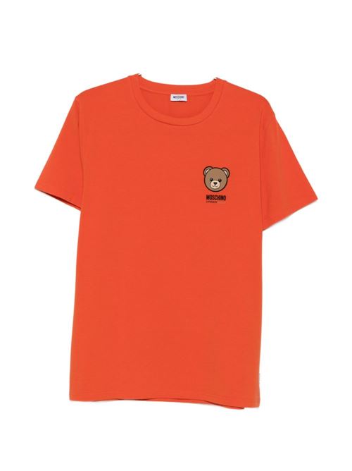 T-shirt uomo Moschino arancione con logo Teddy Bear MOSCHINO | A070144100066