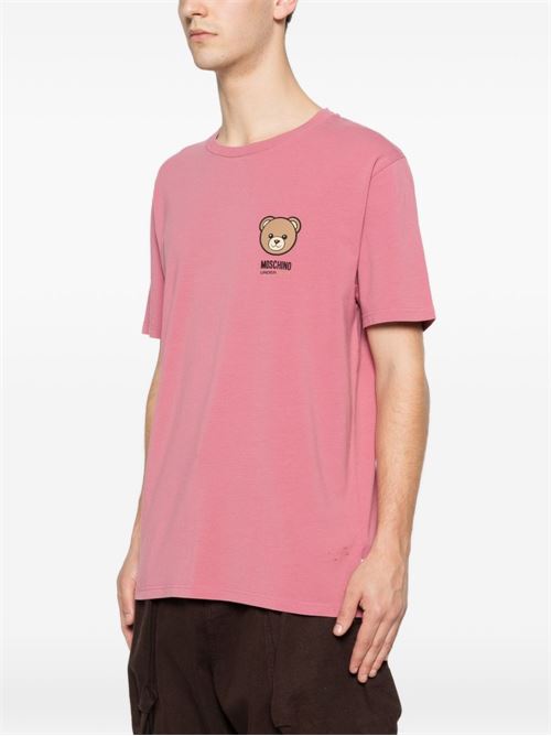 T-shirt uomo Moschino rosa con logo Teddy Bear MOSCHINO | A070144100182