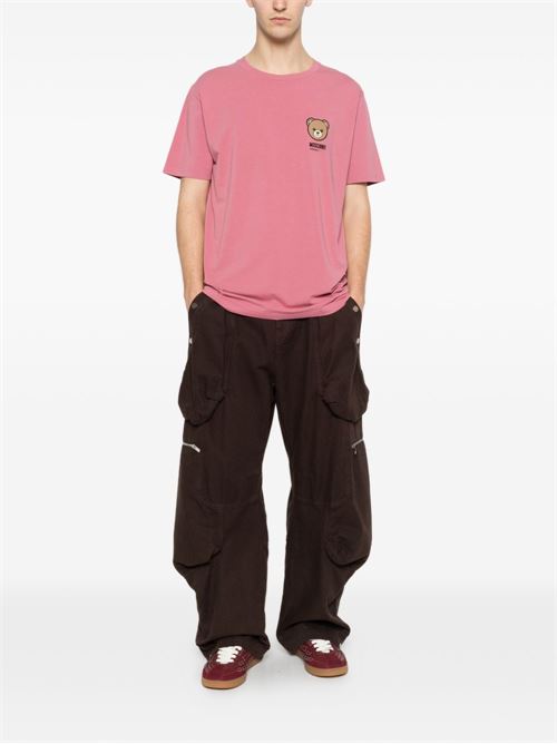 T-shirt uomo Moschino rosa con logo Teddy Bear MOSCHINO | A070144100182