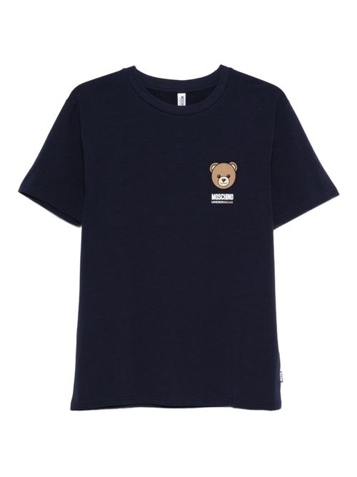 T-shirt uomo Moschino blu con logo Teddy Bear MOSCHINO | A070144100290
