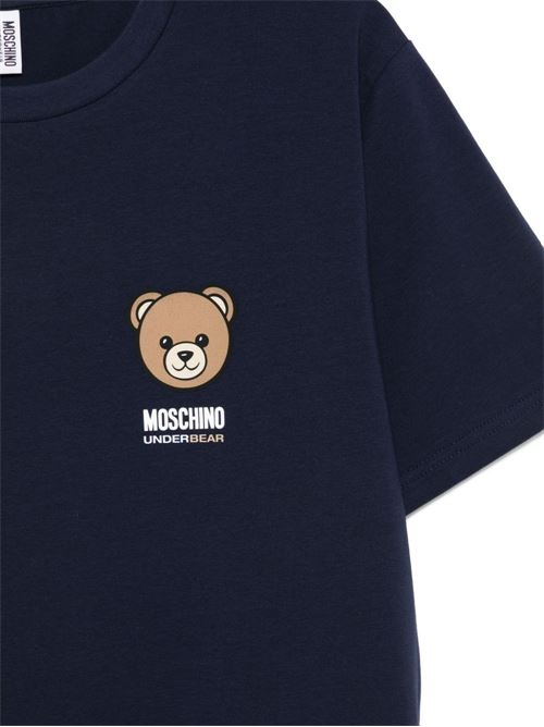 T-shirt uomo Moschino blu con logo Teddy Bear MOSCHINO | A070144100290