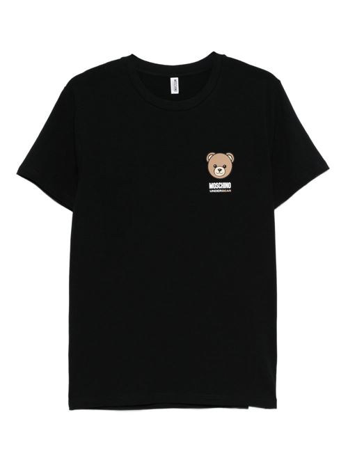T-shirt uomo Moschino nera con logo Teddy Bear MOSCHINO | A070144100555