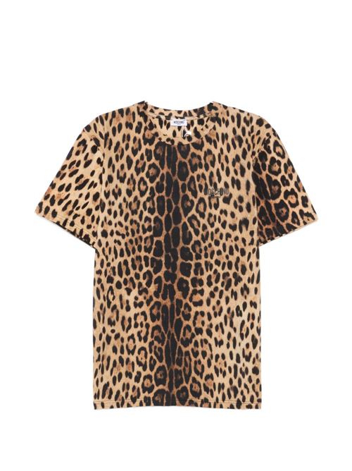 T-shirt donna Moschino leopardata con logo MOSCHINO | A070794221888
