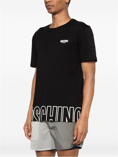 T-shirt uomo Moschino nera con logo MOSCHINO | A070844190555