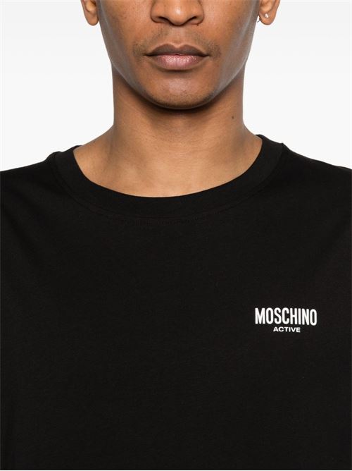T-shirt uomo Moschino nera con logo MOSCHINO | A070844190555