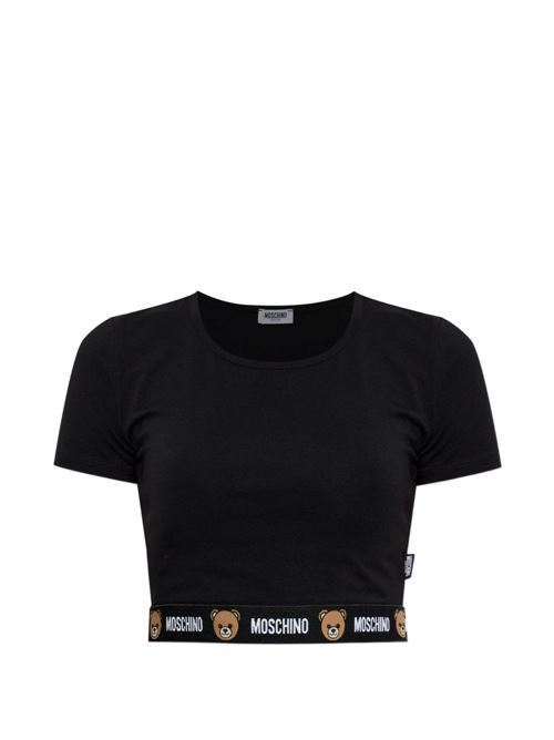 T-shirt donna Moschino cropped nera MOSCHINO | A120144020555