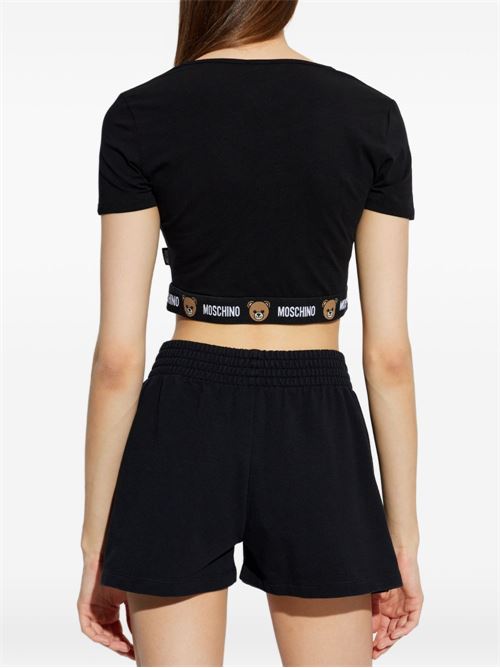 T-shirt donna Moschino cropped nera MOSCHINO | A120144020555
