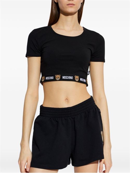T-shirt donna Moschino cropped nera MOSCHINO | A120144020555