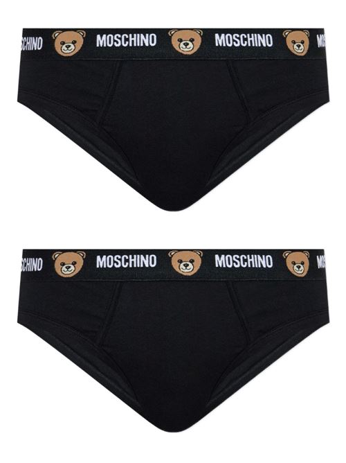 Slip intimo uomo Moschino bipack nero con elastico logo MOSCHINO | A130144020555
