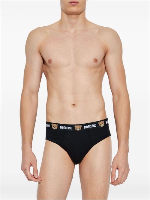 Slip intimo uomo Moschino bipack nero con elastico logo MOSCHINO | A130144020555