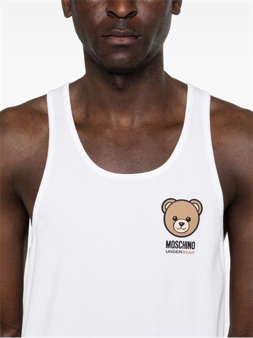 Canotta donna Moschino bianca con logo MOSCHINO | A890144100001