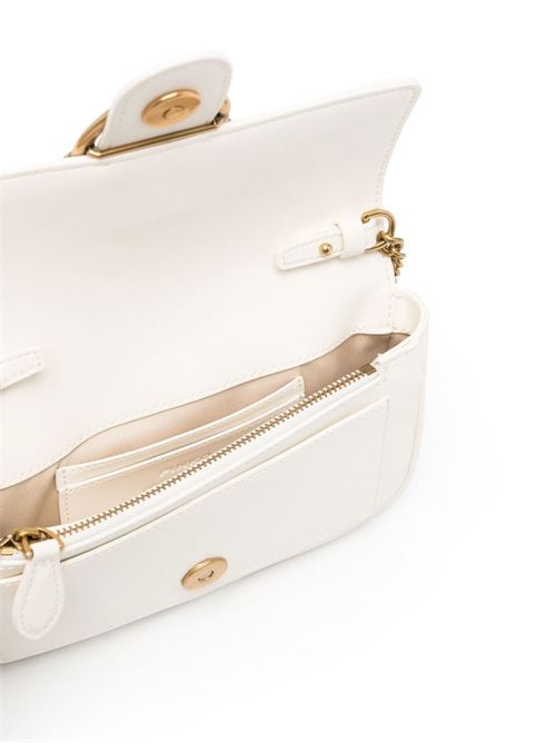 Borsa donna Pinko Love One Pocket bianca e oro in pelle PINKO | 100061A0F1Z14Q