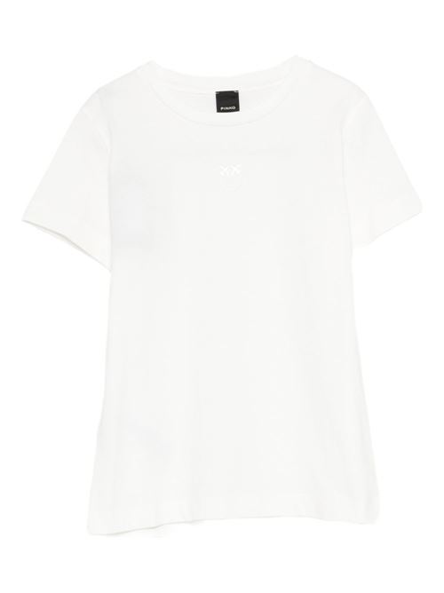T-shirt donna Pinko bianca con logo ricamato PINKO | 100355A339Z05