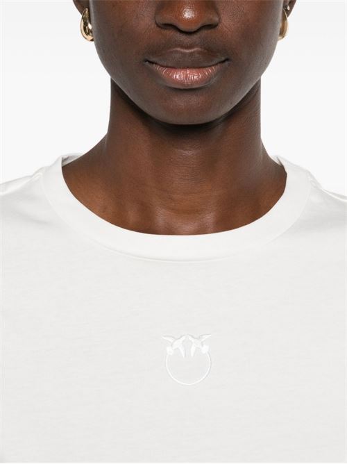 T-shirt donna Pinko bianca con logo ricamato PINKO | 100355A339Z05