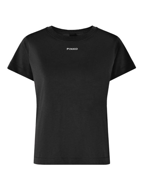T-shirt donna Pinko nera con logo frontale PINKO | 100373A34FZ99